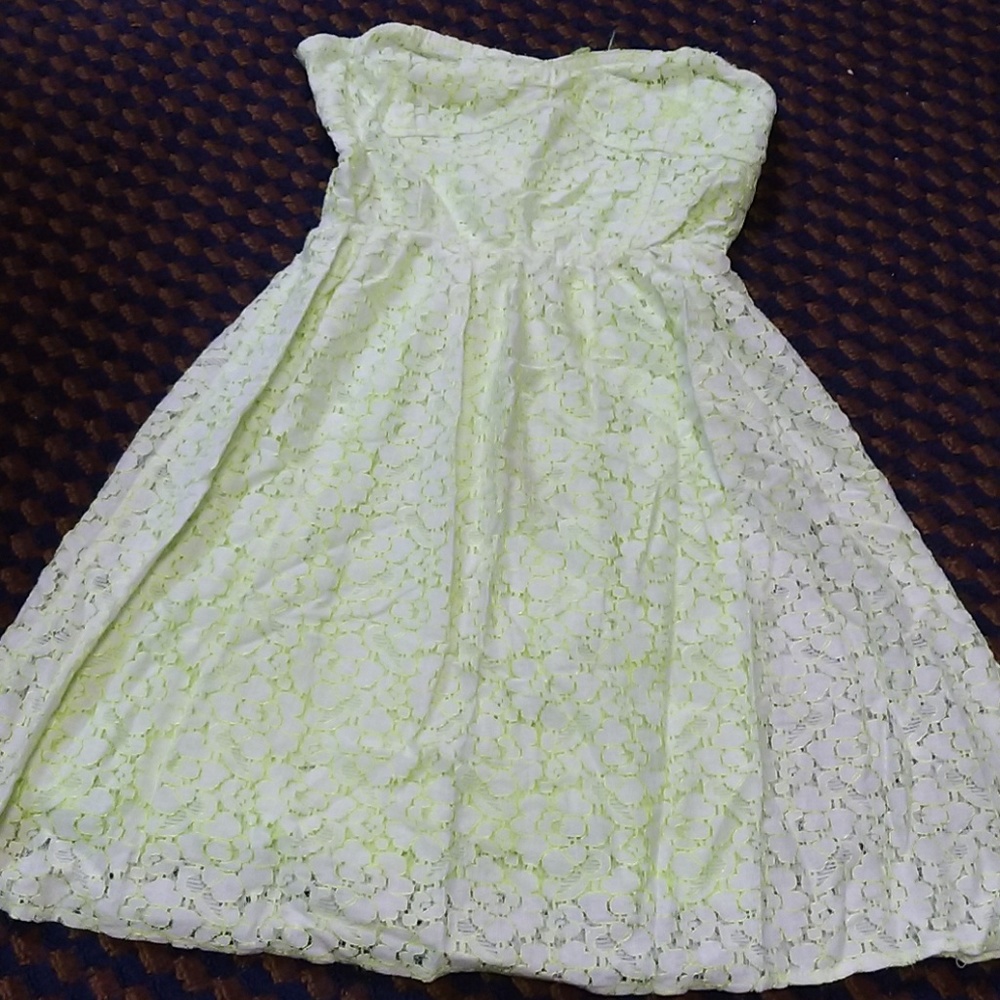 Neon Lace Strapless Dress
